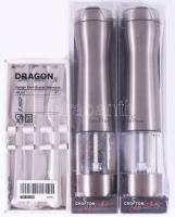 Elektromos só- és borsőrlő pár, hozzá Ikea Sweden "Dragon" 6 darabos kés szett.