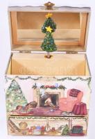 Karácsonyi fiókos zeneszerkezetes díszdoboz, 15x10x15 cm