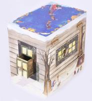 Karácsonyi fiókos zeneszerkezetes díszdoboz, 15x10x15 cm