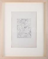 Csiky Tibor (1932-1989): Hullámzó formák (cím nélkül). Filctoll, papír. Jelzett a hátoldalán (hátold...