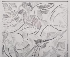 Csiky Tibor (1932-1989): Hullámzó formák (cím nélkül). Filctoll, papír. Jelzett a hátoldalán (hátold...