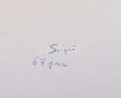 Csiky Tibor (1932-1989): Hullámzó formák (cím nélkül). Filctoll, papír. Jelzett a hátoldalán (hátold...