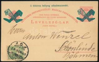 1907 Harisnyakirály reklám levelezőlap Turul 5f tarifahelyes bérmentesítéssel, futva igen ritka!! RRR!