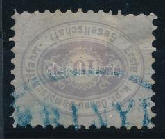 1866 D.D.S.G. 10kr lila, kék "ZRÍNYI" hajóbélyegzéssel RRRR! (75.000)