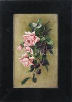 Jelzés nélkül, XX. sz. eleje: Csendélet rózsákkal. Olaj, fa. Apró felületi sérülésekkel. 37x23 cm. F...