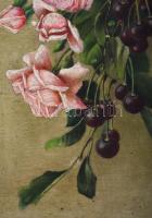 Jelzés nélkül, XX. sz. eleje: Csendélet rózsákkal. Olaj, fa. Apró felületi sérülésekkel. 37x23 cm. F...