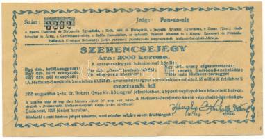 1925. Budapest "Budapesti Újságírók és Hírlapírók Egyesülete" szerencsejegy 2.000K "3292" sorszámmal T:F