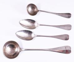 cca 1860-1930 A Perczel család hagyatékából származó 105 részes ezüst (Ag) evőeszköz- és szervírozó ...