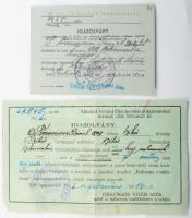 cca 1927-1951 Francziszczi Dániel (1898-1955) békéscsabai orvos iratai: hivatalos levelek, katonai iratok, közte Magyar Háborús Emlékérem és Erdélyi Emlékérem viselési igazolványok; fényképes emléklap és ünnepi egyenruha viselésére jogosító igazolvány; bolgár kitüntetés adományozó oklevél; stb.