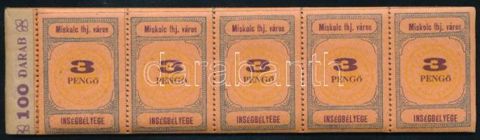 Miskolc inségbélyeg 3P 16 db ötöscsík füzetben