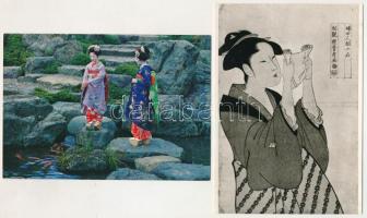 JAPÁN HÖLGYEK - 19 db MODERN képeslap / JAPANESE LADIES - 19 modern postcards