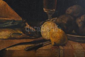 Konek Ida (1851-1942): Csendélet. Olaj, karton. Jelzett. Sérült. 35x42,5 cm