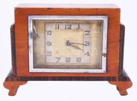 Art deco faházas asztali óra, hibás, egyik mutatója kiesett a helyéről, 11x16x4,5 cm