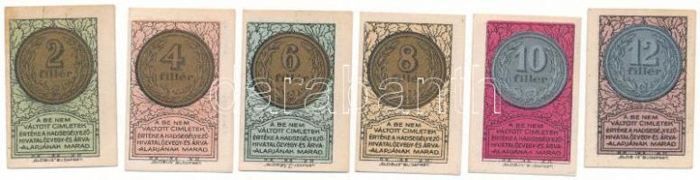 1916. Budapest 2f-12f (6xklf) "Hadsegélyező Hivatal" T:AU-XF Hungary / Budapest 1916. 2 Fillér - 12 Fillér (6xdiff) "Military Aid Office" C:AU-XF Adamo BUB-13.1, 13.2, 13.3, 13.4, 13.5, 13.6