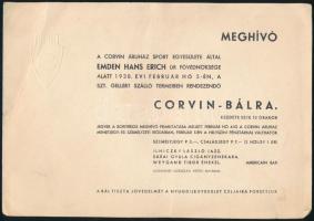 1938 Meghívó a Corvin Áruház Sport Egyesülete által rendezett Corvin-bálra
