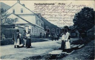 1915 Terebesfejérpatak, Terebes (Trebusa), Dilova, Dilove (Máramaros); Fő utca. Berger Miksa utóda kiadása / main street + "K.D. Feldpostamt Reserve-Korps" (EK)