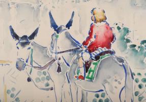 Pécsi Pilch Dezső (1888-1949): Párizsi jelenet, 1928. Akvarell, papír, jelezve balra lent. Dekoratív...