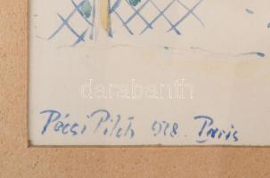 Pécsi Pilch Dezső (1888-1949): Párizsi jelenet, 1928. Akvarell, papír, jelezve balra lent. Dekoratív...