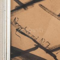 Nagybányai Nagy Zoltán (1904-1981): Rakparton. Tus, papír, jelezve balra lent. Dekoratív, üvegezett ...