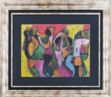 Csepeli Németh Miklós (1934-2012): Táncoló társaság. Vegyes technika, papír, jelezve középen lent. D...