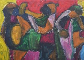 Csepeli Németh Miklós (1934-2012): Táncoló társaság. Vegyes technika, papír, jelezve középen lent. D...