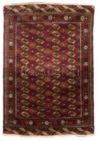 Türkmén kézzel készült szőnyeg, kis kopottsággal, rojt nélkül, 190x130 cm