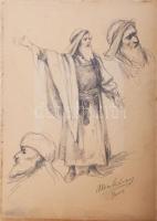 Munkácsy jelzéssel: Alakok. Ceruza, karton. 37×26 cm.