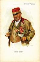 Wiener Typen - Dienstmann / Bécsi típusok / Types from Vienna. Austrian art postcard. B.K.W.I. 917-5. s: J. L. (fl)