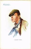 Wiener Typen - Pülcher / Bécsi típusok / Types from Vienna. Austrian art postcard. B.K.W.I. 917-3. s: J. L.