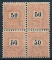 1898 50kr négyestömb lemezösszefüggés, nagyon ritka, egyik legritkább címlet (400.000+)