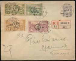 Debrecen II. 1920 Ajánlott 15f díjjegyes levél 30f, 40f, 50f és 80f díjkiegészítéssel, Bodor vizsgálójellel