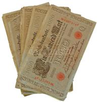 Német Birodalom 1910. 1000M (50db, vegyesen piros és zöld pecséttel) T:F-G German Empire 1910. 1000 Mark (50pcs, mixed with red and green seals) C:F-G