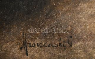 Olvashatatlan (Mroczkowsky?) jelzéssel: Baromfiudvar. Olaj, vászon, javított, kissé sérült. Dekoratí...