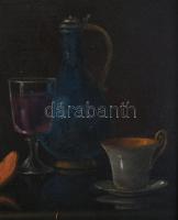 Molnár Z. János (1880-1960): Csendélet dinnyével és palackokkal. Olaj, karton, jelezve jobbra lent. ...