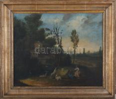 Jelzés nélkül, feltehetően XIX. sz. festő: Szerelmesek. Olaj, vászon, dublírozott. Dekoratív fakeret...