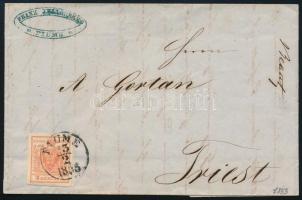 1853 3kr HP III "FIUME 1853" - piros "TRIESTE"