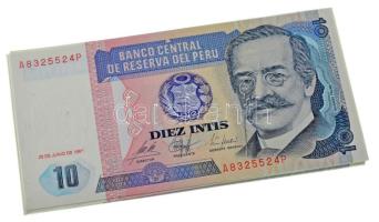Peru 1987. 10I (23x) két részletben sorszámkövetők T:UNC,AU Peru 1987. 10 Intis (23x) consecutive serials in two parts C:UNC,AU Krause P#128