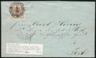 ~1853 6kr HP I lemezhiba a korona alatt "RIMASZOMBAT" - "PESTH" Kabinetstück! Sign: Ferchenbauer