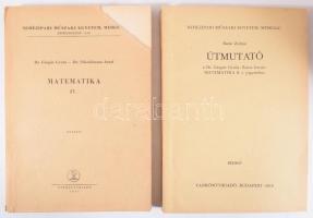 A miskolci Nehézipari Műszaki Egyetem 2 db tankönyve: Gáspár Gyula - Nikodémusz Antal: Matematika IV. + Batár Zoltán: Útmutató a Dr. Gáspár Gyula - Raisz István: Matematika II. c. jegyzethez. Bp., 1963-1968, Tankönyvkiadó. Kiadói papírkötés, az egyik kötet borítóján sarokhiánnyal, sérült címlappal. Megjelentek 508, illetve 1010 példányban.