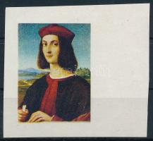 1968 Festmények V. 1Ft vágott ívszéli próbanyomat gumi nélküli papíron, arany színnyomat nélkül