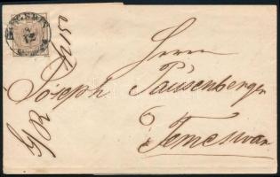 ~1853 6kr HP I finom nyomat levélen "SZEGEDIN" - "TEMESVÁR"