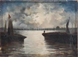 Váncza Emma (1863-1943): Kikötő, 1906. Olaj, vászon, jelzett. Javított, sérült. 29,5x40 cm