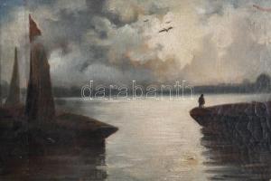 Váncza Emma (1863-1943): Kikötő, 1906. Olaj, vászon, jelzett. Javított, sérült. 29,5x40 cm