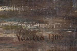 Váncza Emma (1863-1943): Kikötő, 1906. Olaj, vászon, jelzett. Javított, sérült. 29,5x40 cm