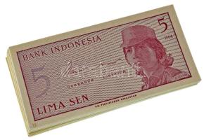 Indonézia 1964. 5s (~100x) sorszámkövető sorozatokkal T:UNC-VF Indonesia 1964. 5 Sen (~100x) within consecutive serials C:UNC-VF Krause P#91