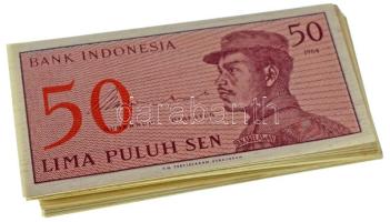 Indonézia 1964. 50s (~100x) sorszámkövető sorozatokkal T:UNC-VF Indonesia 1964. 50 Sen (~100x) within consecutive serials C:UNC-VF Krause P#94