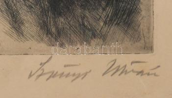 Szőnyi István (1894-1960): Anya gyermekével. Rézkarc, papír, jelzett. Üvegezett, fakeretben. 18,5x15...