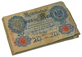 Német Birodalom 1910-1914. 20M (50db) T:F,VG German Empire 1910-1914. 20 Mark (50pcs) C:F,VG