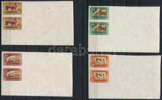 1951 Háziállatok vágott ívsarki sor párokban, luxus minőségben, 4 érték óriási ívsarokkal (40.000)