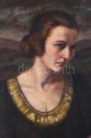 Pick Emmy (1900 - ?): Éva (női portré). Olaj, karton, jelezve jobbra lent. Hátoldalán Nemzeti Szalon...